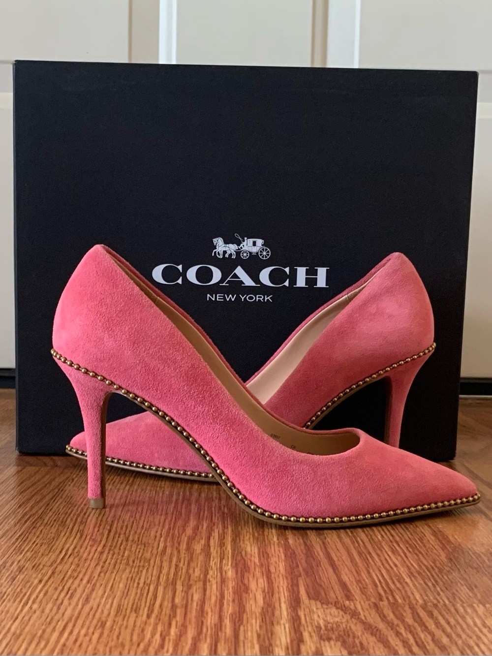 COACH Parker Pink Suede Pointed-Toe High Heel Pumps